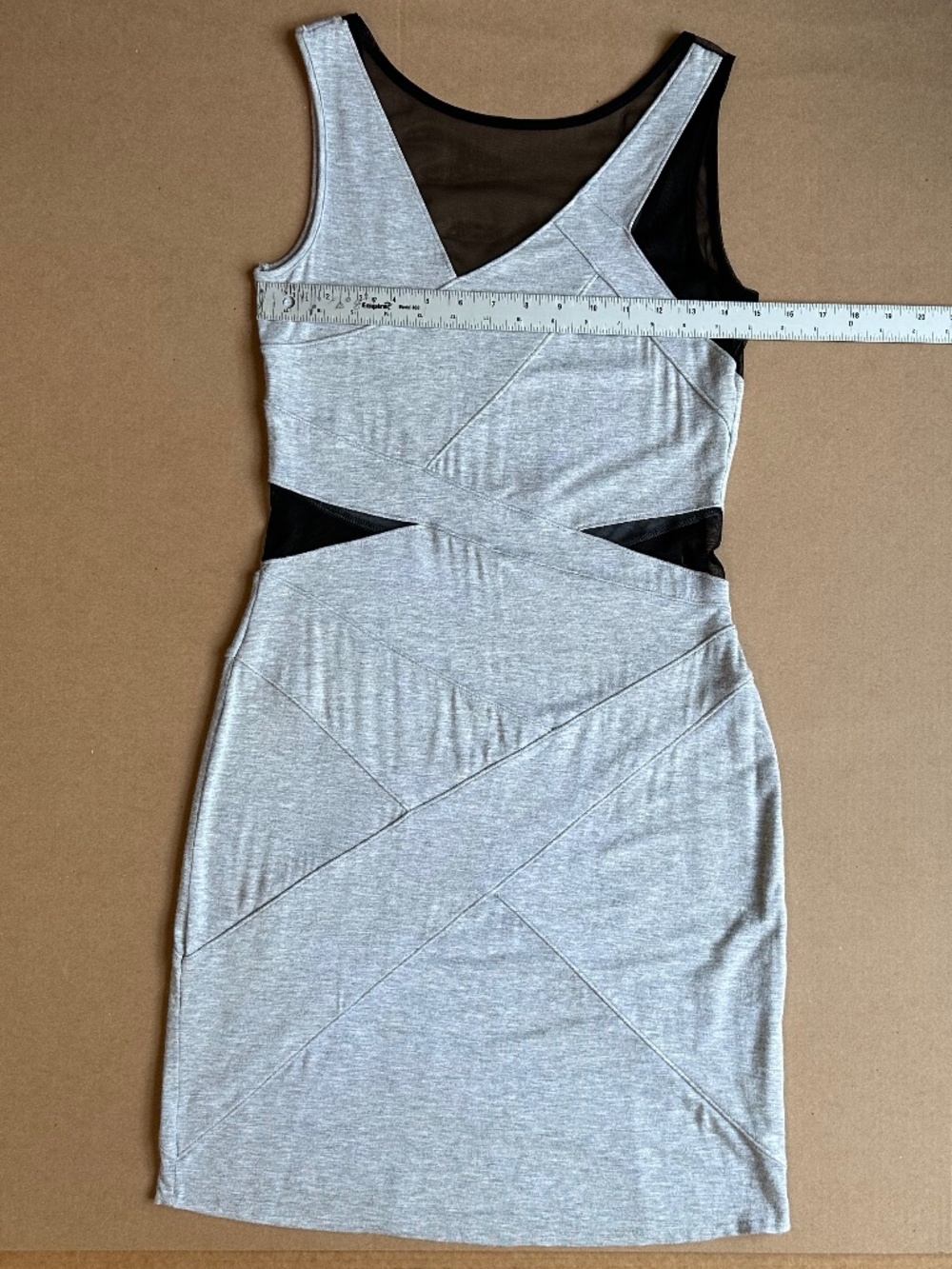 Factory by Erik Hart Grey Mesh Cutout Bodycon Mini Dress Size S - Picture 2 of 7